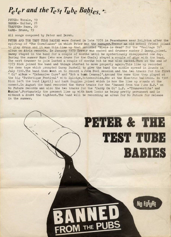 Peter & The Test Tube Babies* : Banned From The Pubs (7", Single)