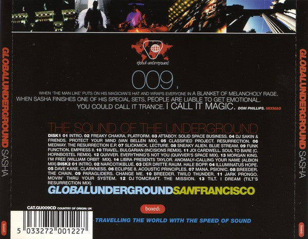 Sasha : Global Underground 009: San Francisco (2xCD, Mixed)