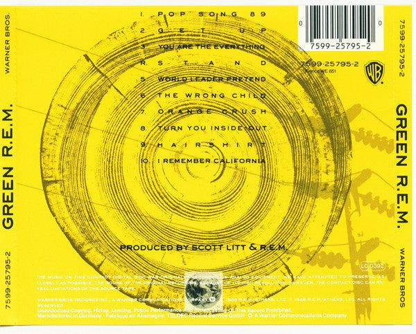 R.E.M. : Green (CD, Album, RE, RP)