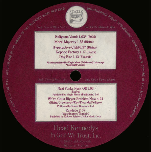 Dead Kennedys : In God We Trust, Inc. (12", EP)