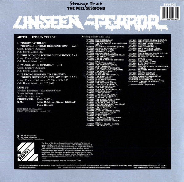 Unseen Terror : The Peel Sessions (12")