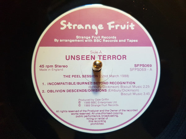 Unseen Terror : The Peel Sessions (12")