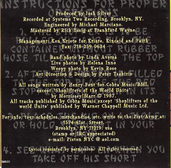 Pist•on* : Number One (CD, Album)