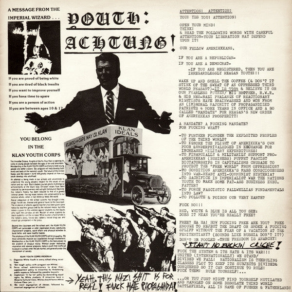 Reagan Youth : Youth Anthems For The New Order (LP, Album, RP)