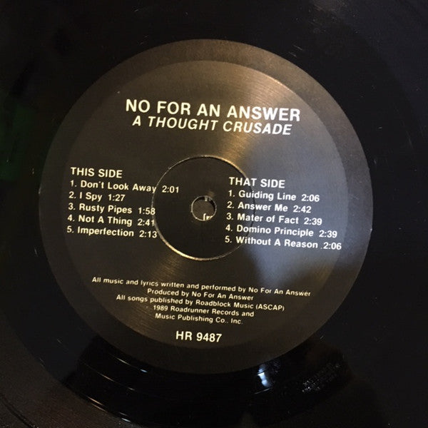 No For An Answer : A Thought Crusade (LP, Album)