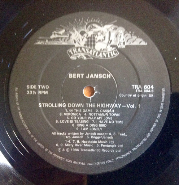 Bert Jansch : Volume One Strolling Down The Highway (LP, Comp)