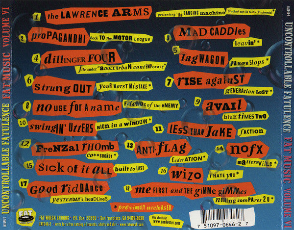 Various : Fat Music Volume VI: Uncontrollable Fatulence (CD, Album, Comp)