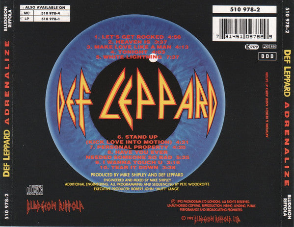 Def Leppard : Adrenalize (CD, Album)