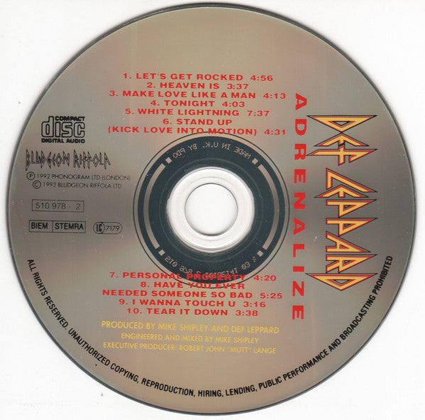 Def Leppard : Adrenalize (CD, Album)