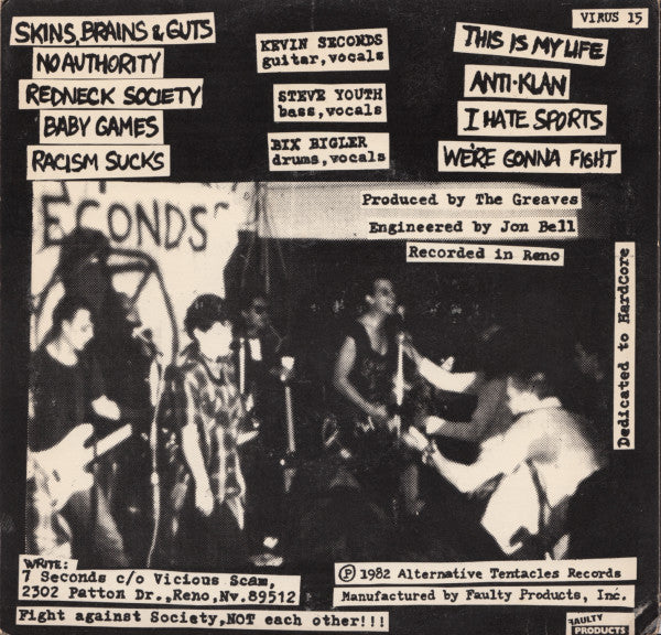 7 Seconds : Skins, Brains & Guts (7", EP, RP)