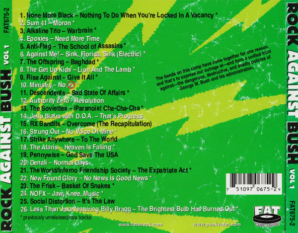 Various : Rock Against Bush Vol 1 (CD, Comp + DVD-V, Comp, NTSC)