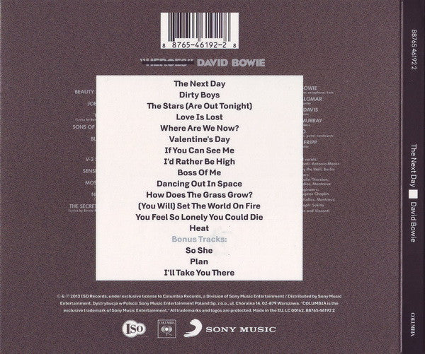 David Bowie : The Next Day (CD, Album, Dlx, Dig)