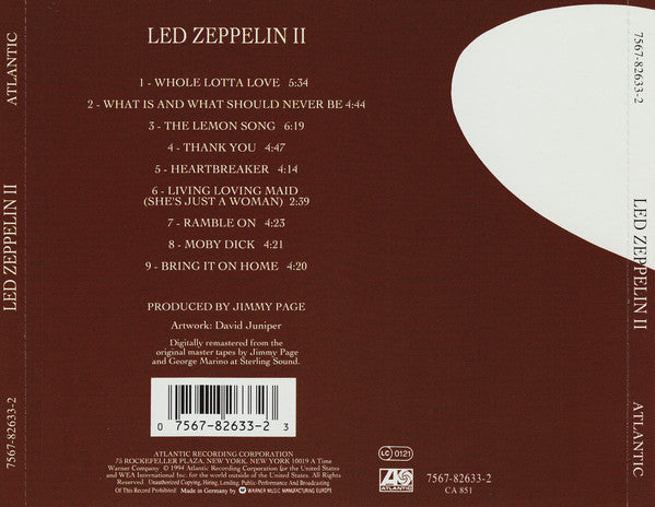 Led Zeppelin : Led Zeppelin II (CD, Album, RE, RM, Tra)