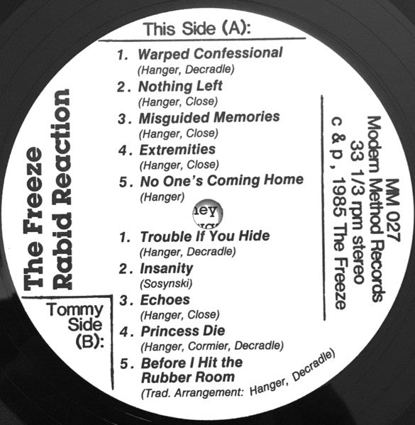 The Freeze : Rabid Reaction (LP, Album)