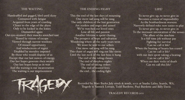 Tragedy : Can We Call This Life? (7")