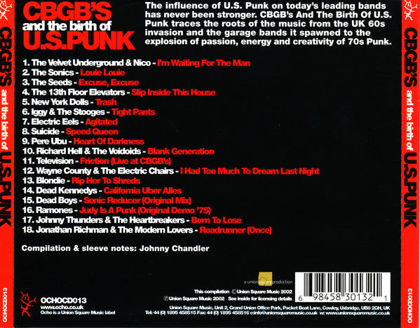 Various : CBGB's And The Birth Of U.S. Punk (CD, Comp)