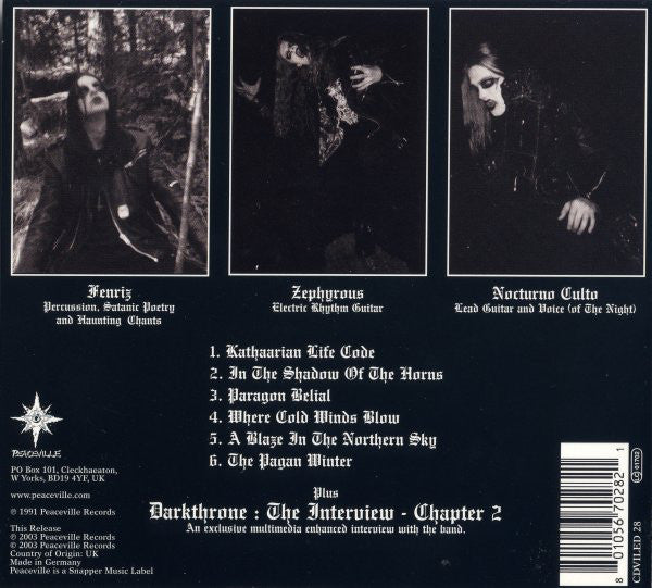 Darkthrone : A Blaze In The Northern Sky (CD, Album, Enh, Ltd, RE, RM, Dig)