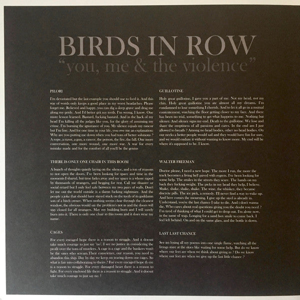 Birds In Row : You, Me & The Violence (LP, Album, RP)