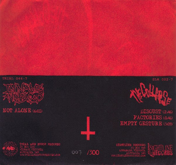 In Name And Blood / The Collapse : Trial & Error And Sightline Records Present: In Name And Blood And The Collapse Split 7 Inch (7", Ltd, Num, W/Lbl)