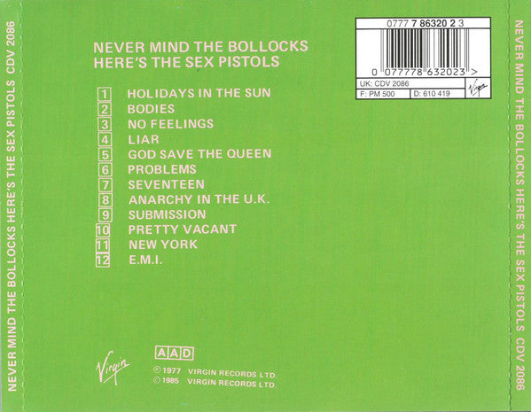 Sex Pistols : Never Mind The Bollocks Here's The Sex Pistols (CD, Album, RE)