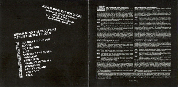 Sex Pistols : Never Mind The Bollocks Here's The Sex Pistols (CD, Album, RE)