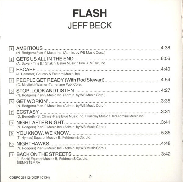 Jeff Beck : Flash (CD, Album)