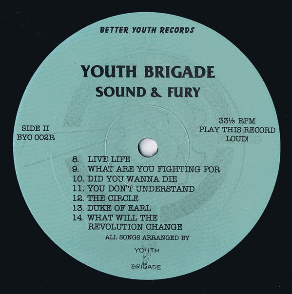 Youth Brigade : Sound & Fury (LP, Album, RP)