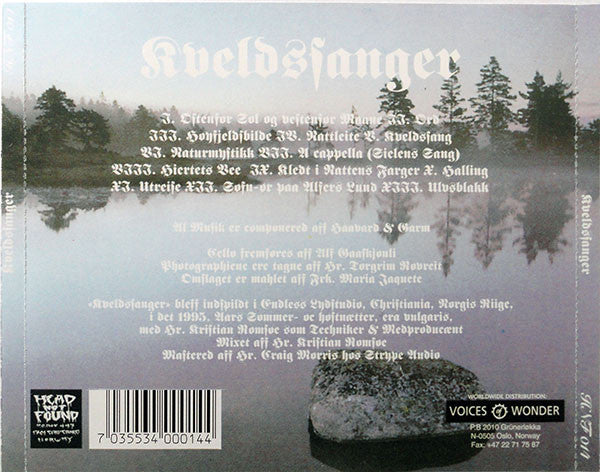 Ulver : Kveldssanger (CD, Album, RP)