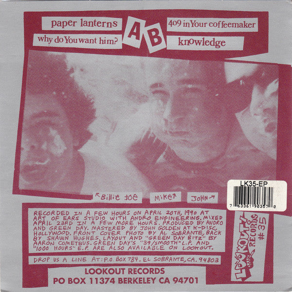 Green Day : Slappy E.P. (7", EP, RP, Ber)