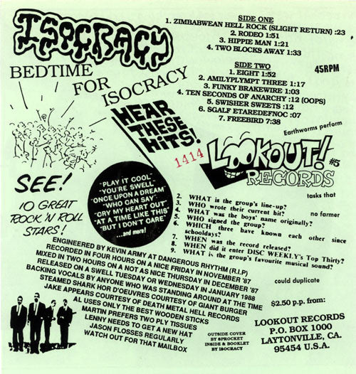 Isocracy : Bedtime For Isocracy (7", Num)