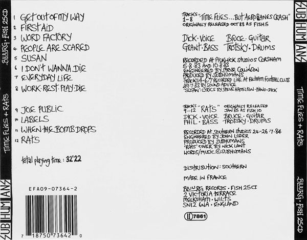 Subhumans : Time Flies + Rats (CD, Comp)
