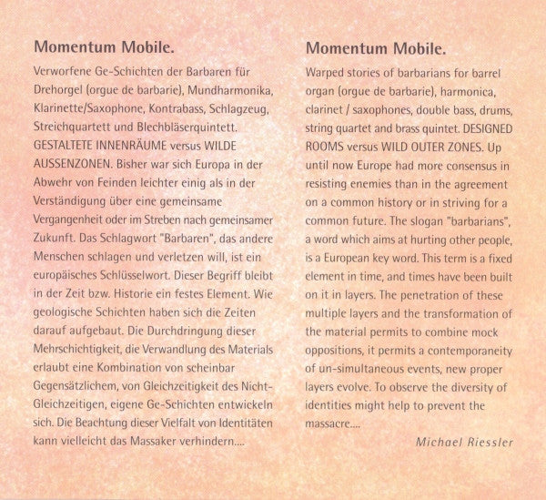 Michael Riessler, Ensemble 13 : Momentum Mobile (CD, Album)