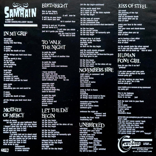 Samhain : November-Coming-Fire (LP, Album, Lar)