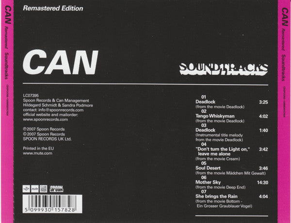 Can : Soundtracks (CD, Album, RE, RM, Arv)