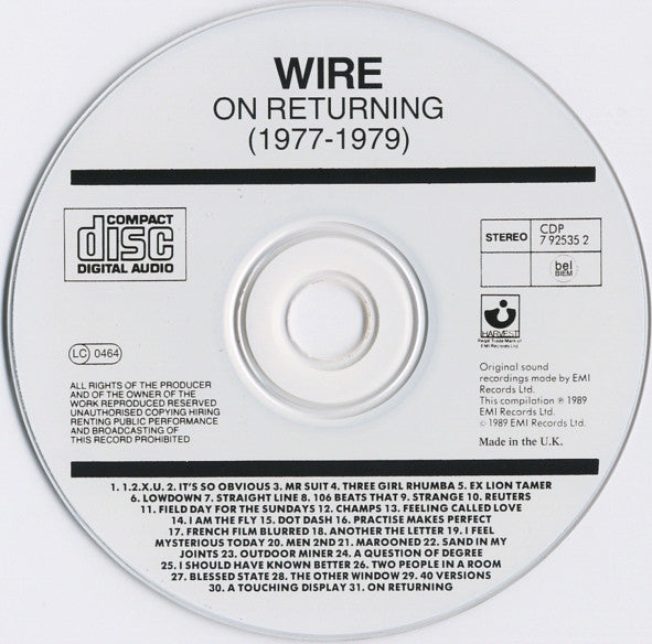Wire : On Returning (1977-1979) (CD, Comp, RE)