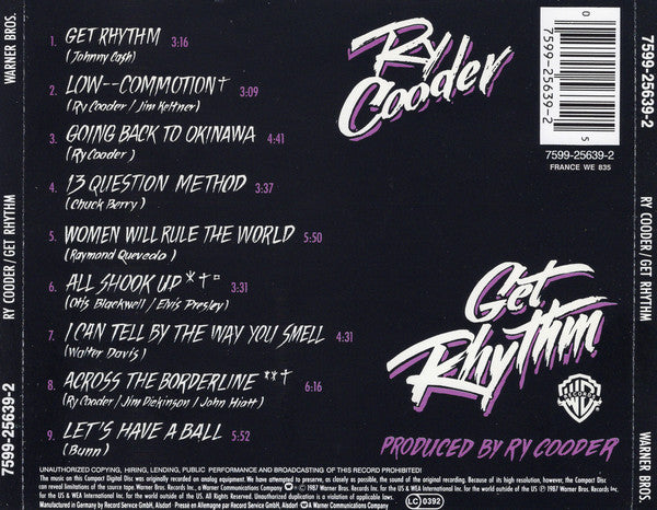 Ry Cooder : Get Rhythm (CD, Album, RP)