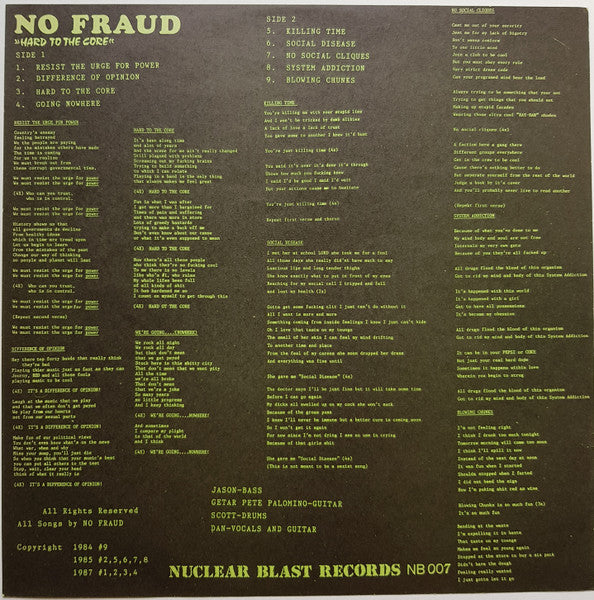 No Fraud : Hard To The Core (12")