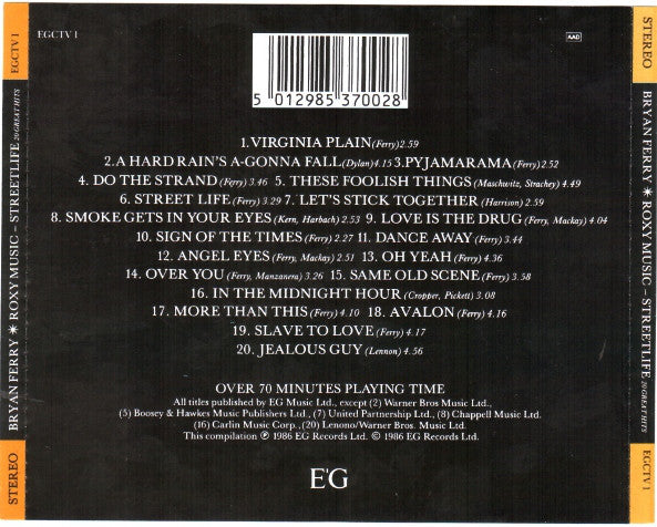 Bryan Ferry / Roxy Music : Street Life - 20 Great Hits (CD, Comp)