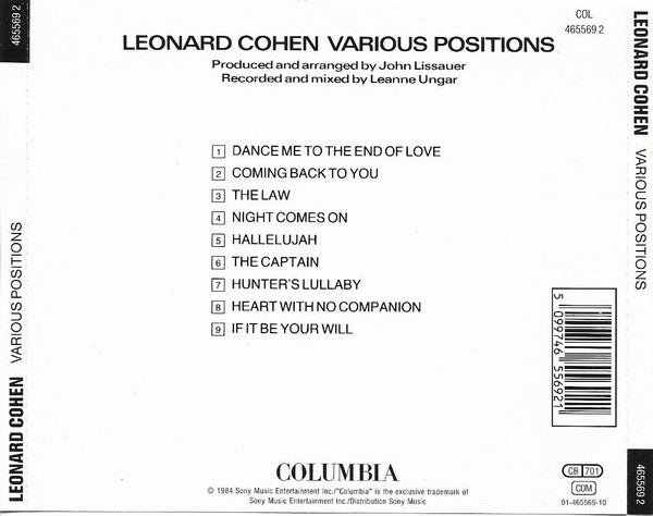 Leonard Cohen : Various Positions (CD, Album, RE)