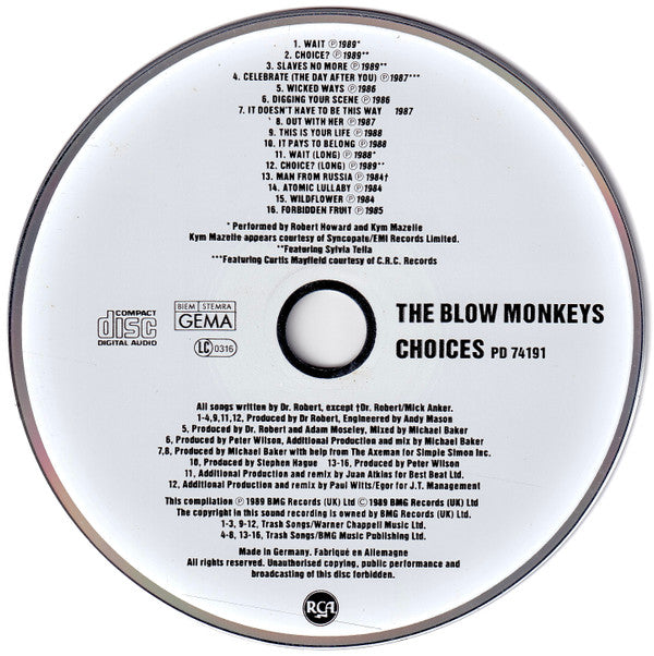 The Blow Monkeys : Choices - The Singles Collection (CD, Comp)