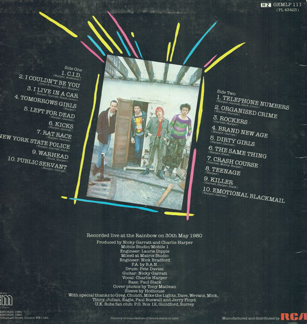 U.K. Subs* : Crash Course - Live (LP, Album)