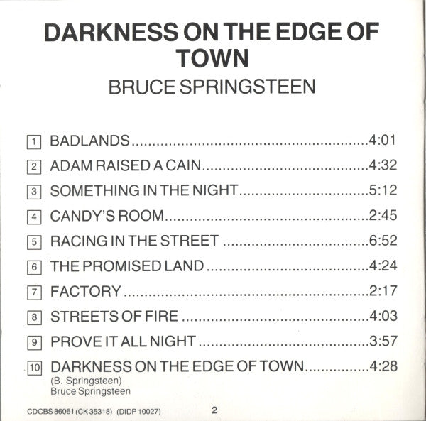 Bruce Springsteen : Darkness On The Edge Of Town (CD, Album, RE)