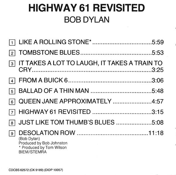 Bob Dylan : Highway 61 Revisited (CD, Album, RE)