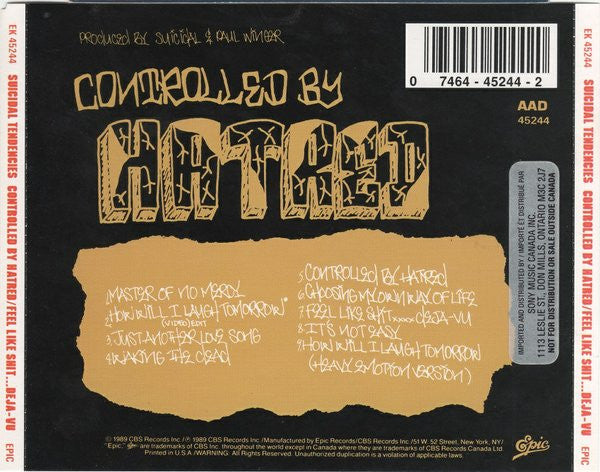Suicidal Tendencies : Controlled By Hatred / Feel Like Shit...Deja-Vu (CD, Album)