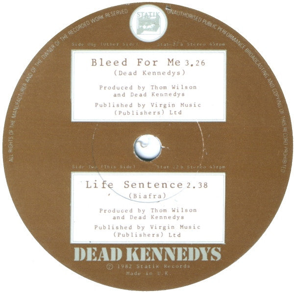 Dead Kennedys : Bleed For Me (7", Single)