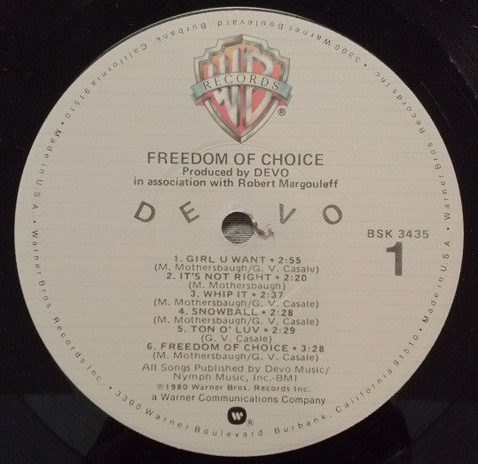 Devo : Freedom Of Choice (LP, Album, Los)