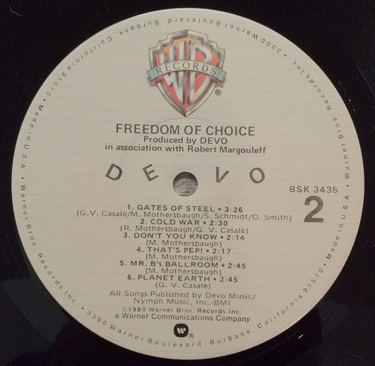 Devo : Freedom Of Choice (LP, Album, Los)