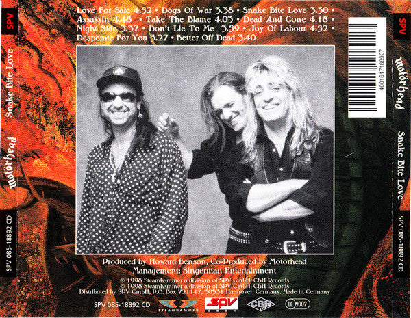 Motörhead : Snake Bite Love (CD, Album, RP)