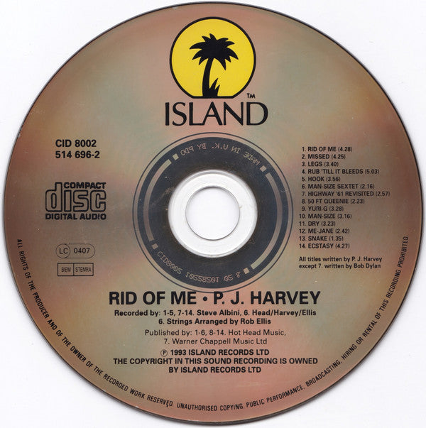 PJ Harvey : Rid Of Me (CD, Album, PDO)