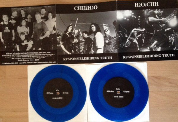 H2O (7) / Coke Head Hipsters : Responsible / Hiding Truth (2x7", Ltd, Num, blu)